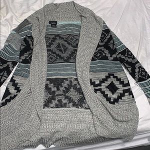 GRAY/TURQUOISE CARDIGAN